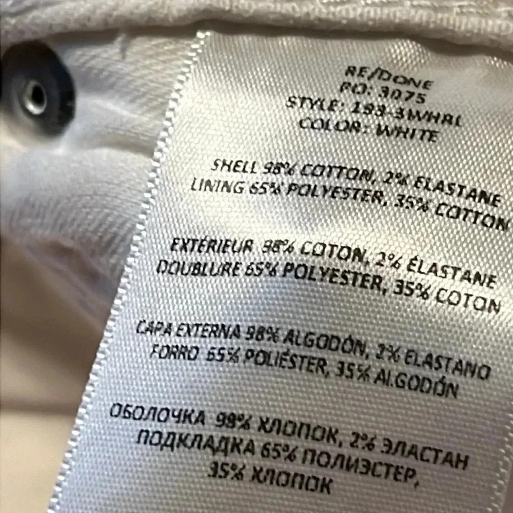 Re/done womens jean 70 stove pipe wide leg white 28 denim work school streetwear - Picture 12 of 12